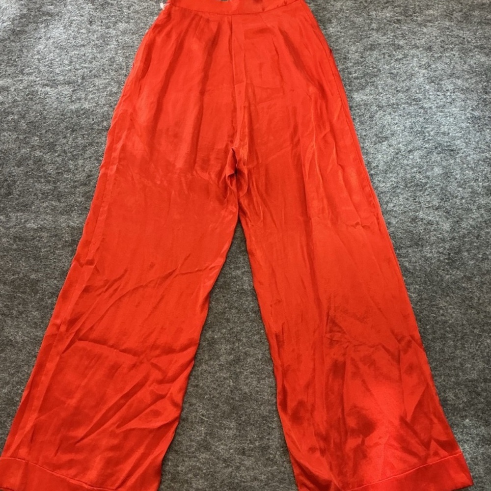 Mara Hoffman Vintage Bright Red Wide-Leg Trousers Size 2